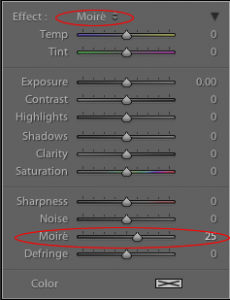 Moiré adjustment panel