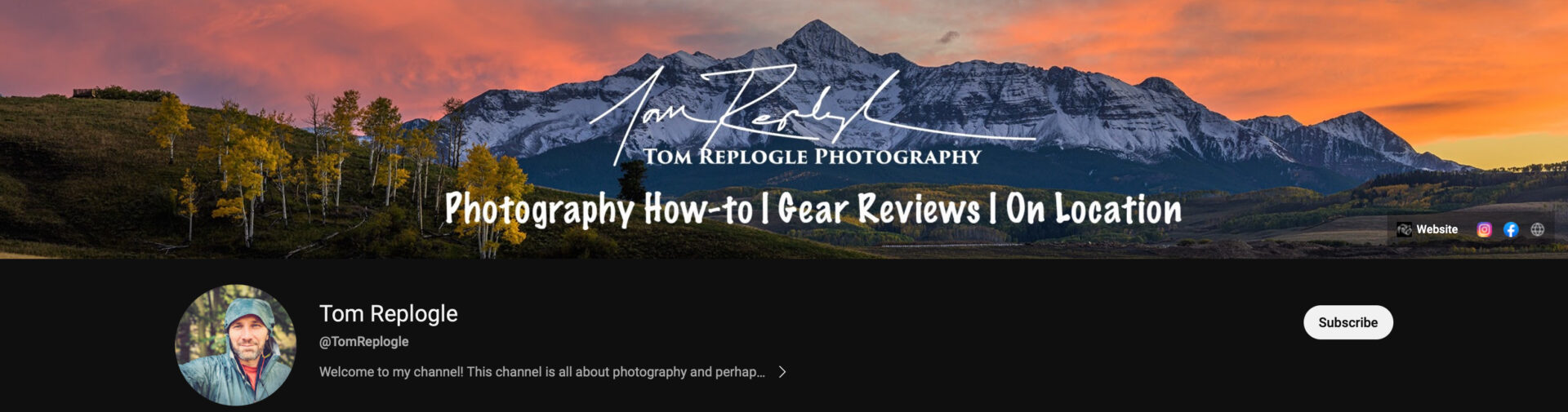 Tom Replogle YouTube Channel Banner